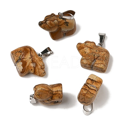 Natural Picture Jasper Pendants G-B127-02P-04-1
