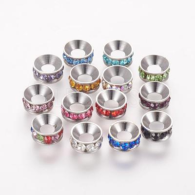 Brass Spacer Beads with Grade A Rhinestone RB-K050-9mm-B01-1