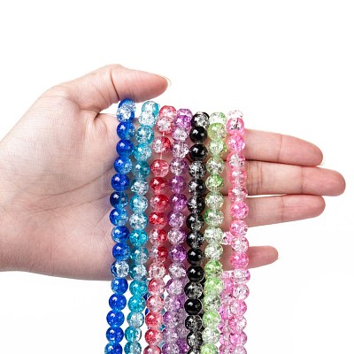 Baking Paint Crackle Glass Bead Strands CCG-S001-8mm-M-1