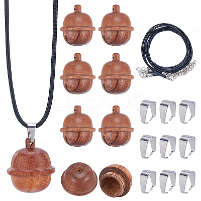 DIY Acorn Locket Necklace Making Kit WOOD-SC0001-59B-1