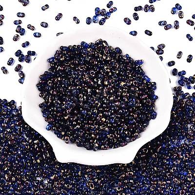 Picasso Spray Painted Glass Seed Beads SEED-T006-04-9-1