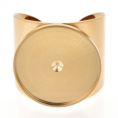 304 Stainless Steel Open Cuff Finger Ring Cabochon Settings X-STAS-T060-03G-1