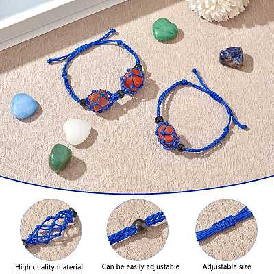 Adjustable Braided Nylon Cord Macrame Pouch Bracelet Making AJEW-SW00013-09-1