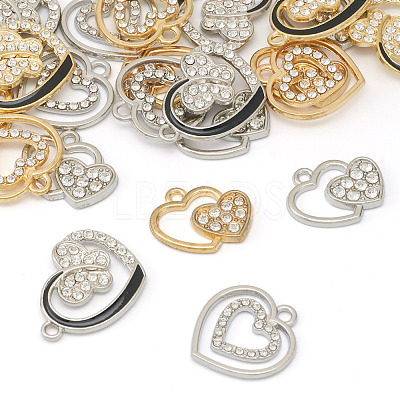 24Pcs 3 Styles 2 Colors Alloy with Crystal Rhinestone Pendants ALRI-TA0001-23-1