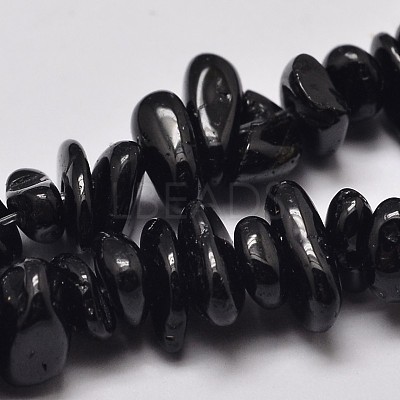 Natural Black Tourmaline Chip Bead Strands X-G-L444-08-1