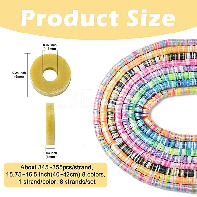 8 Strands 8 Colors Handmade Polymer Clay Beads CLAY-CJ0001-93-1