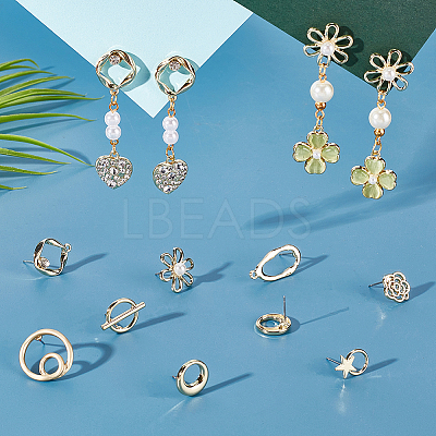 40Pcs 10 Style  Alloy Stud Earring Findings FIND-PH0008-36-1