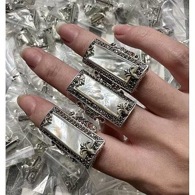 Alloy Acrylic Cuff Open Rings WG8CAE0-01-1