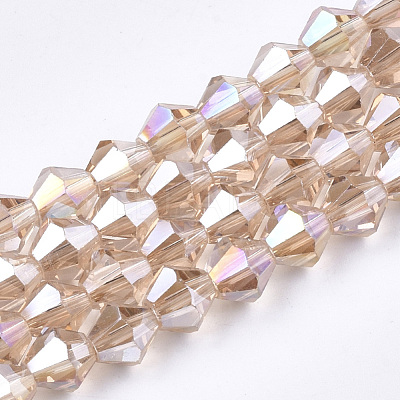 Electroplate Glass Beads Strands X-EGLA-Q118-6mm-B10-1