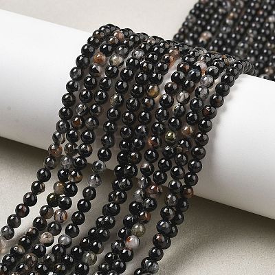 Natural Black Tourmaline Beads Strands G-Q031-A01-4mm-1