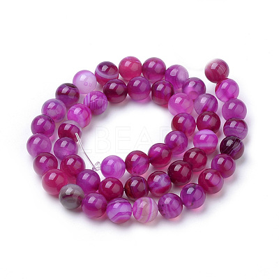 Natural Striped Agate/Banded Agate Beads Strands G-S259-04G-10mm-1