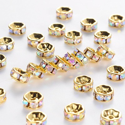 Brass Grade A Rhinestone Spacer Beads RSB036NF-02G-1