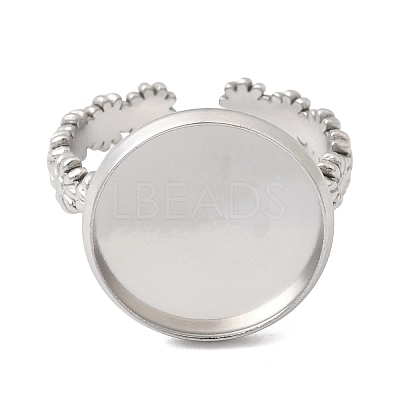 Flower 304 Stainless Steel Cuff Ring Components STAS-P454-05E-P-1