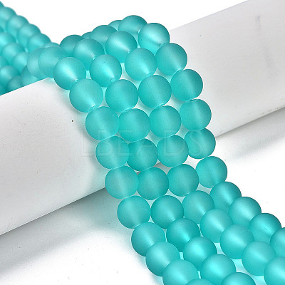 Baking Paint Transparent Glass Bead Strands GLAA-S031-10mm-18-1