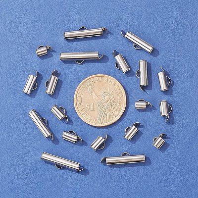 90Pcs 6 Style 304 Stainless Steel Slide On End Clasp Tubes STAS-YW0001-20-1