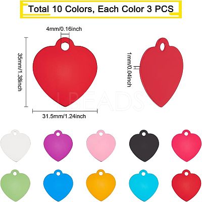 30Pcs 10 Colors Aluminum Blank Pendants ALUM-FH0001-06-1