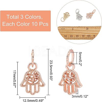 30Pcs 3 Colors Rack Plating Alloy European Dangle Charms MPDL-FH0001-06-1