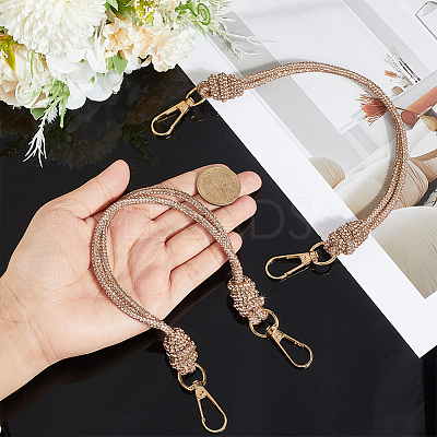 2Pcs Glass Rhinestone Rubber Cord Bag Handles FIND-PH0059-68A-1