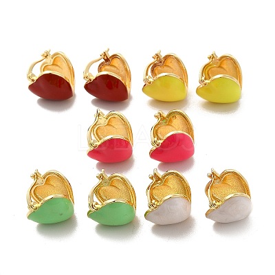 Enamel Heart Hoop Earrings EJEW-C054-02G-1