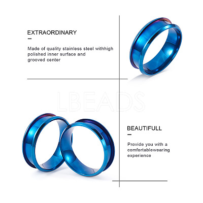 6Pcs 6 Styles Stainless Steel Grooved Finger Ring Settings STAS-YS0001-19-1
