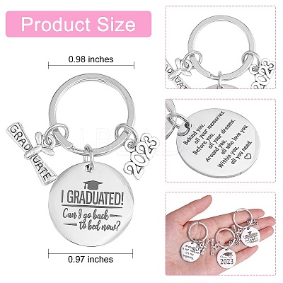 9 Sets Graduation Gift Stainless Steel Keychains Ring For Recent Graduates JX528A-1