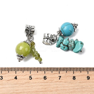 16Pcs 8 Styles Natural & Synthetic Mixed Gemstone European Dangle Charms PALLOY-FH00069-1