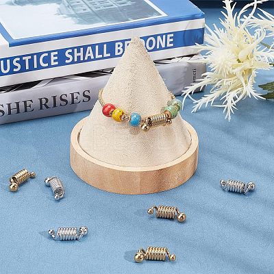 8Pcs 2 Colors 304 Stainless Steel Coil Cord Ends STAS-UN0026-64-1
