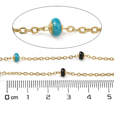 304 Stainless Steel Enamel Link Chains AJEW-Z028-09G-08-1