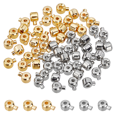60Pcs 2 Colors Brass Crimp Beads FIND-AR0001-55-1