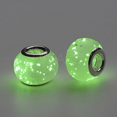 Handmade Luminous Lampwork European Beads LAMP-Q029-35L-1