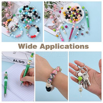 89Pcs Colorful Pattern Printed Silicone Beads Sets SIL-SZ0002-54E-1