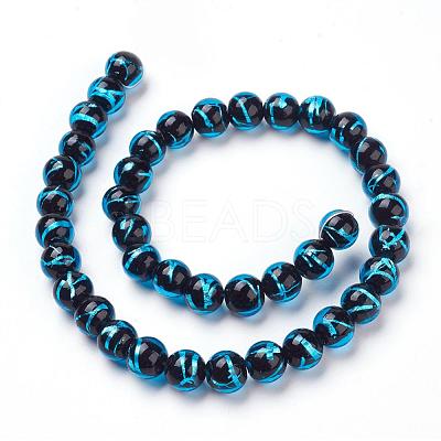Handmade Silver Foil Lampwork Beads Strands FOIL-L016-C11-1