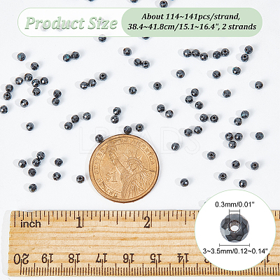 2Strands Non-magnetic Synthetic Hematite Beads Strands G-NB0005-01B-1