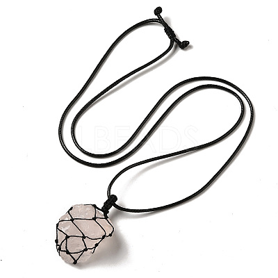 Irregular Nuggets Natural Rose Quartz Pendant Necklace G-H286-02B-1