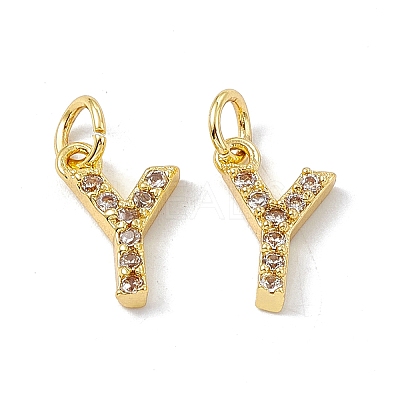 Real 18K Gold Plated Brass Micro Pave Clear Cubic Zirconia Charms KK-E068-VB452-Y-1