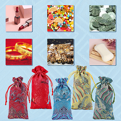 20Pcs 5 Colors Silk Pouches ABAG-PH0001-13-1