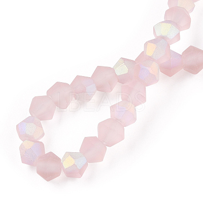 Imitate Austrian Crystal Bicone Frosted Glass Beads Strands GLAA-F029-TM3mm-A26-1