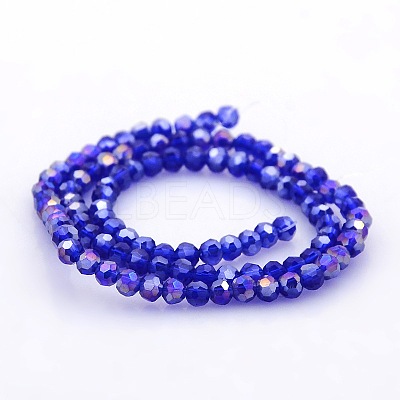 AB Color Plated Glass Faceted(32 Facets) Round Beads Strands GLAA-A027-3mm-AB03-1