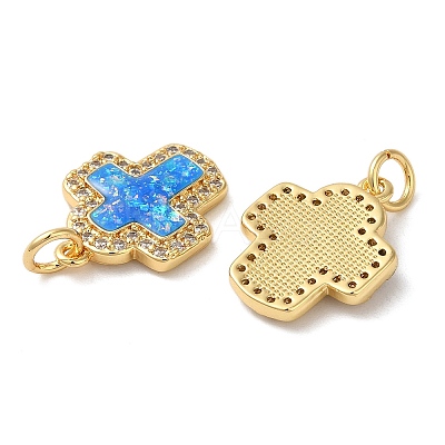 Rack Plating Brass Micro Pave Clear Cubic Zirconia Pendants KK-P268-12A-G-1