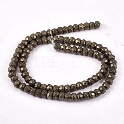 Natural Pyrite Beads Strands G-L051-6x4mm-01-1