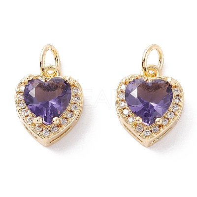 Brass Micro Pave Cubic Zirconia Charms ZIRC-A019-14G-D-1
