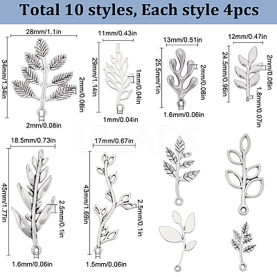 40Pcs 10 Colors Tibetan Style Alloy Pendants FIND-SC0010-73-1