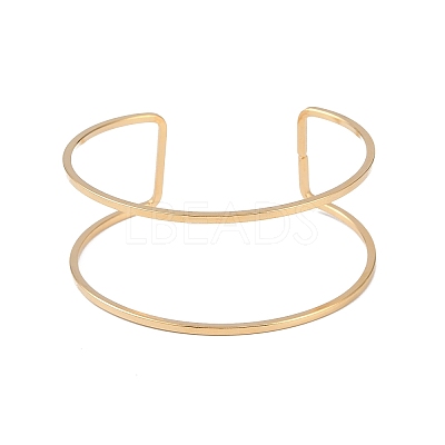 Ion Plating(IP) 304 Stainless Steel Hollow Open Cuff Bangles for Women BJEW-S155-04G-1