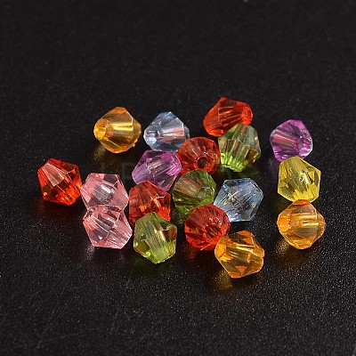 Faceted Bicone Transparent Acrylic Beads DBB5mm-1