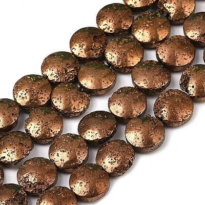 Electroplated Natural Lava Rock Beads Strands G-K388-01B-1