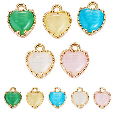 5Pcs 5 Colors Heart Brass Charms KK-TADJ0001-13-1