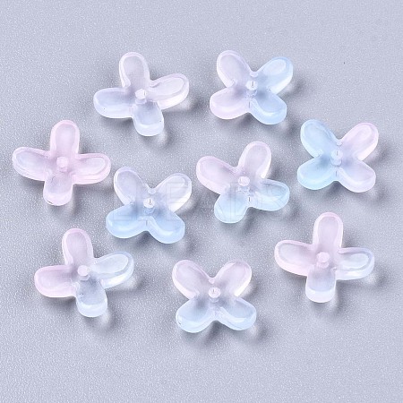 Transparent Spray Painted Glass Beads X-GLAA-N035-012-C03-1