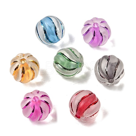 Spray Painted Transparent Acrylic Beads OACR-H054-09-1