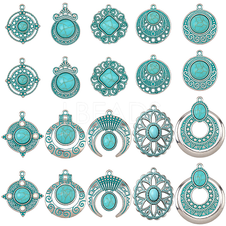 20Pcs 10 Styles Bohemia Styles Alloy & Acrylic Pendants FIND-SC0022-80-1