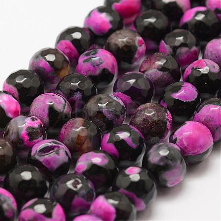 Faceted Natural Fire Crackle Agate Beads Strands G-F447-10mm-A08-1